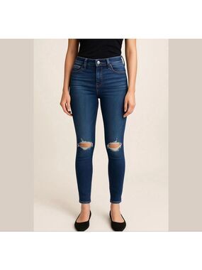 express skyscraper high waisted skinny distressed jeans Sz 8S